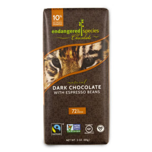 Endangered Species Chocolate, Chocolate Meio Amargo Natural com Grãos de Café Espresso, 3 oz (85 g)
