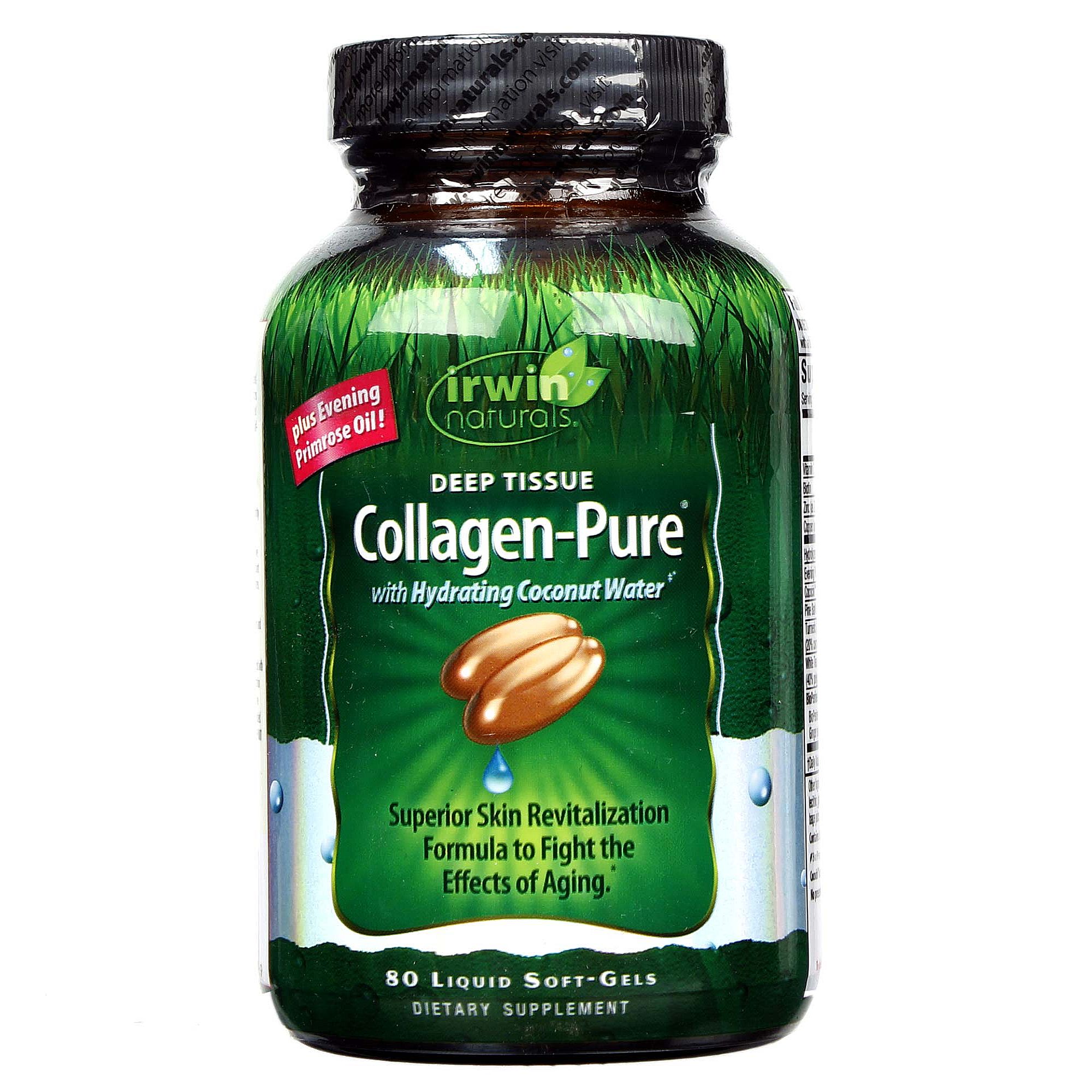 Collagen-Pure com hidratação de água de coco Irwin Naturals 80 Cápsulas