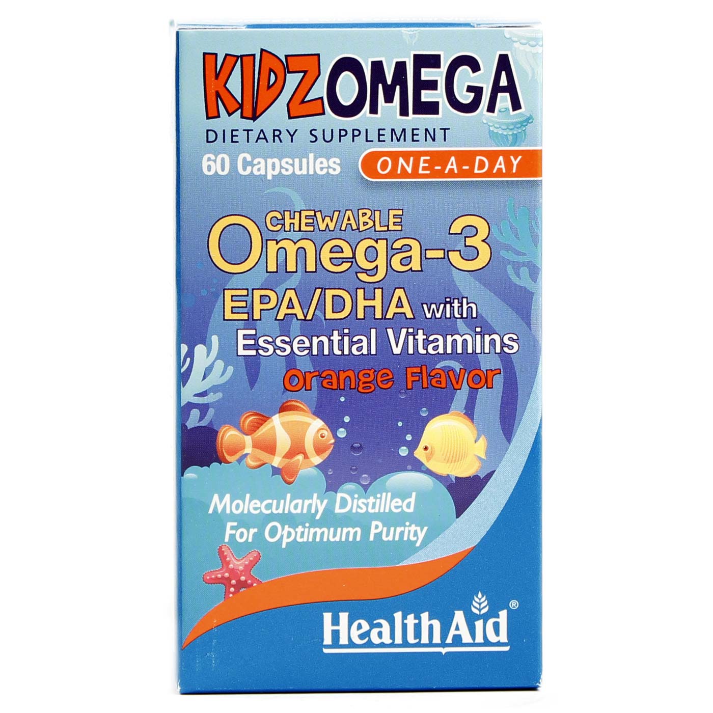 Health Aid KidzOmega Chewable One-A-Day, laranja - 60 Chewable Cápsulas