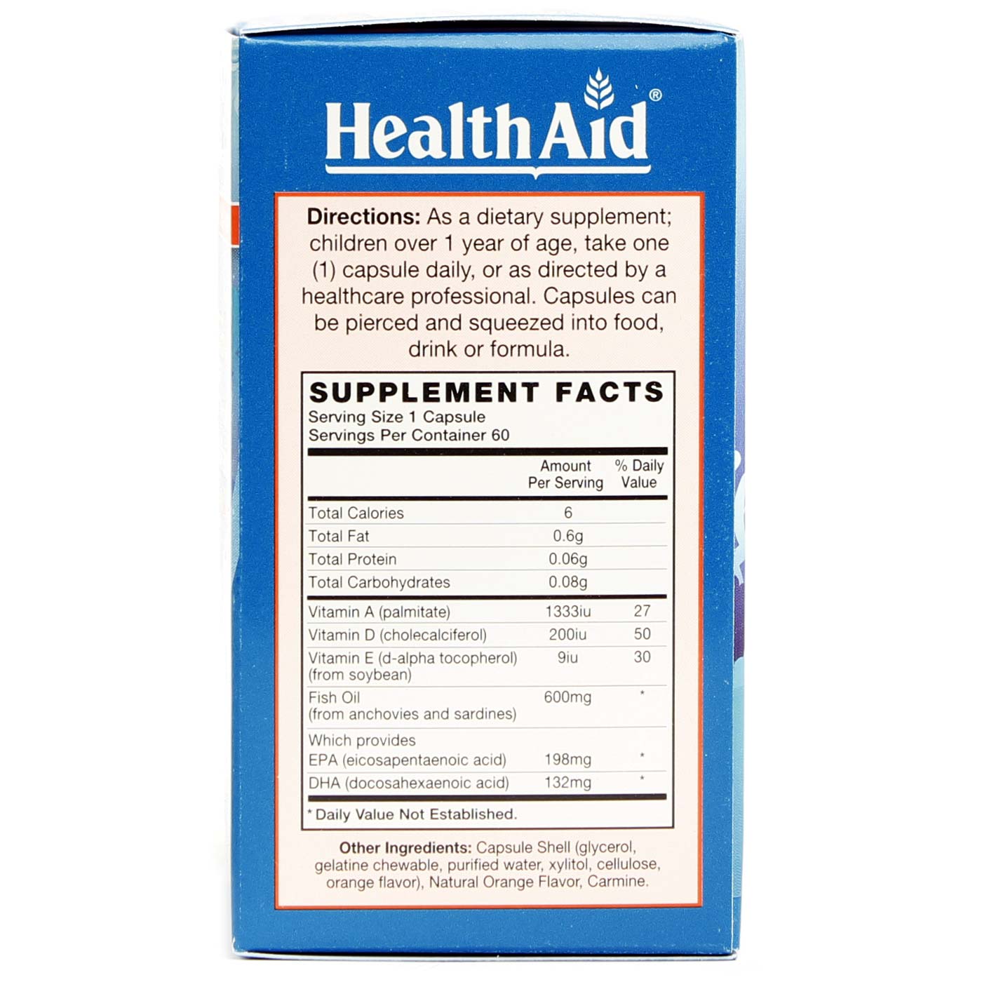 Health Aid KidzOmega Chewable One-A-Day, laranja - 60 Chewable Cápsulas - Imagem 2