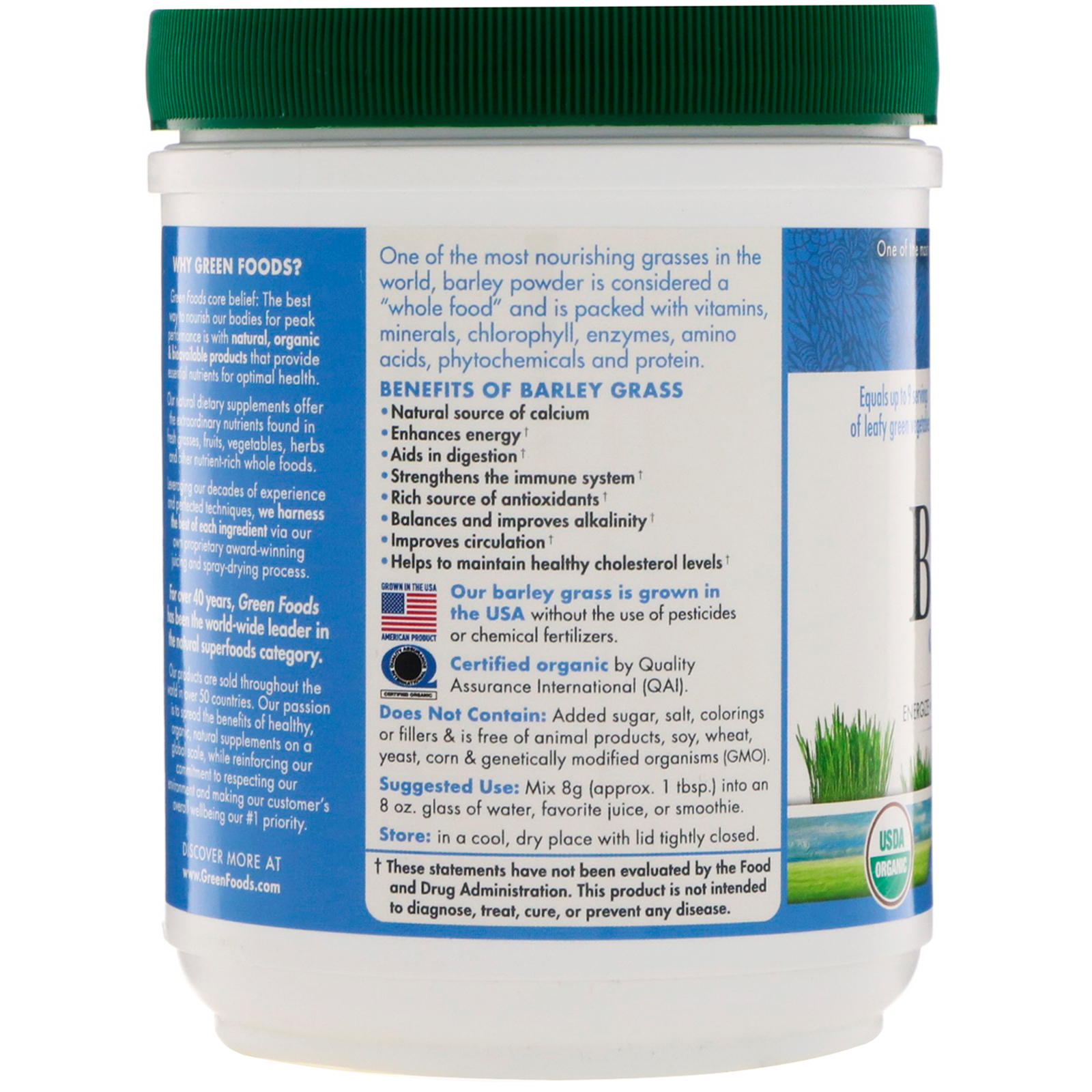 Green Foods Corporation, Organico e Natural, Pó de grama de cevada, 8.5 oz (240 g) - Imagem 3