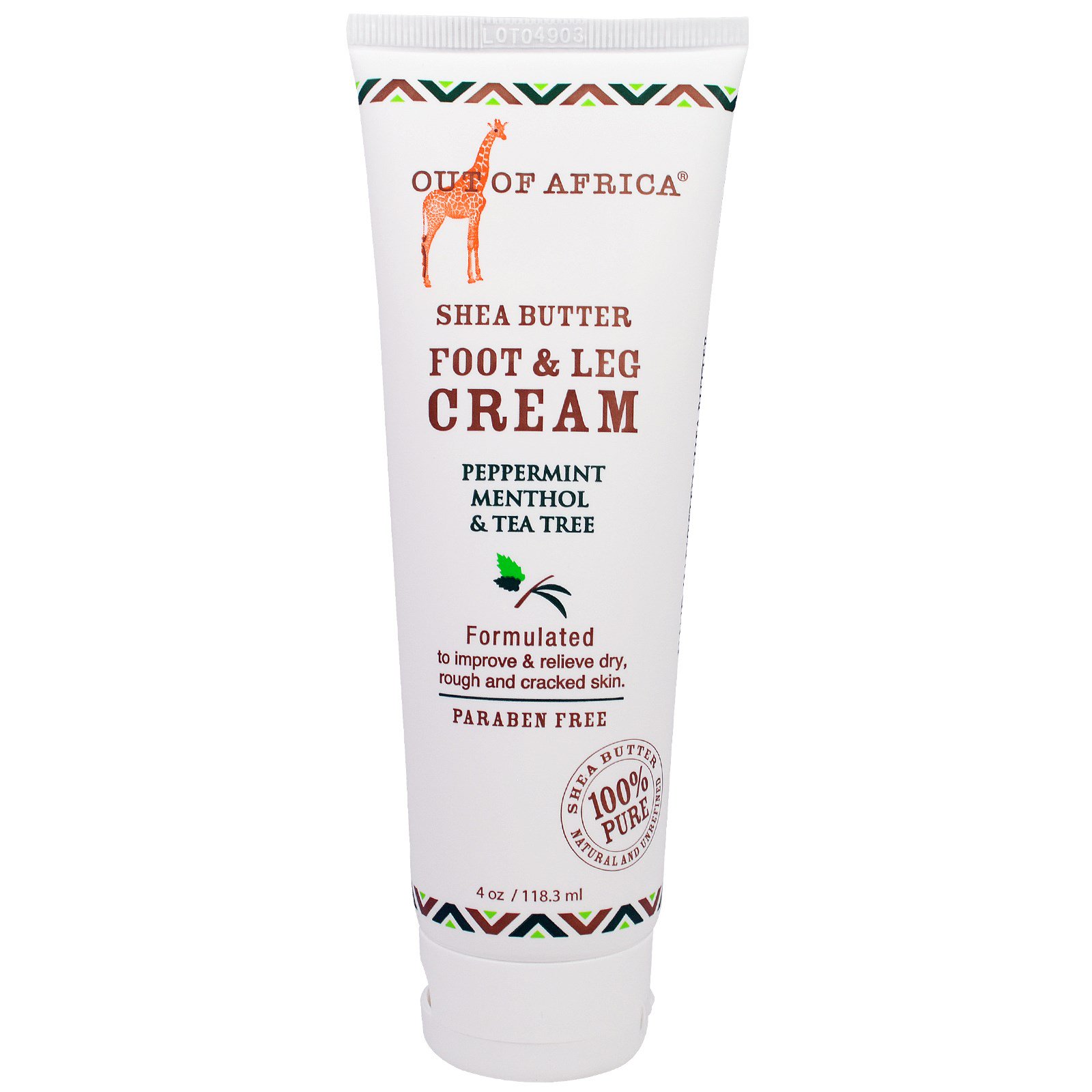 Out of Africa, Mantega de Carité Creme para Pés e Pernas, Hortelã Mentol e Arvore-do-Chá, 4 oz (118,3 ml) - Imagem 3