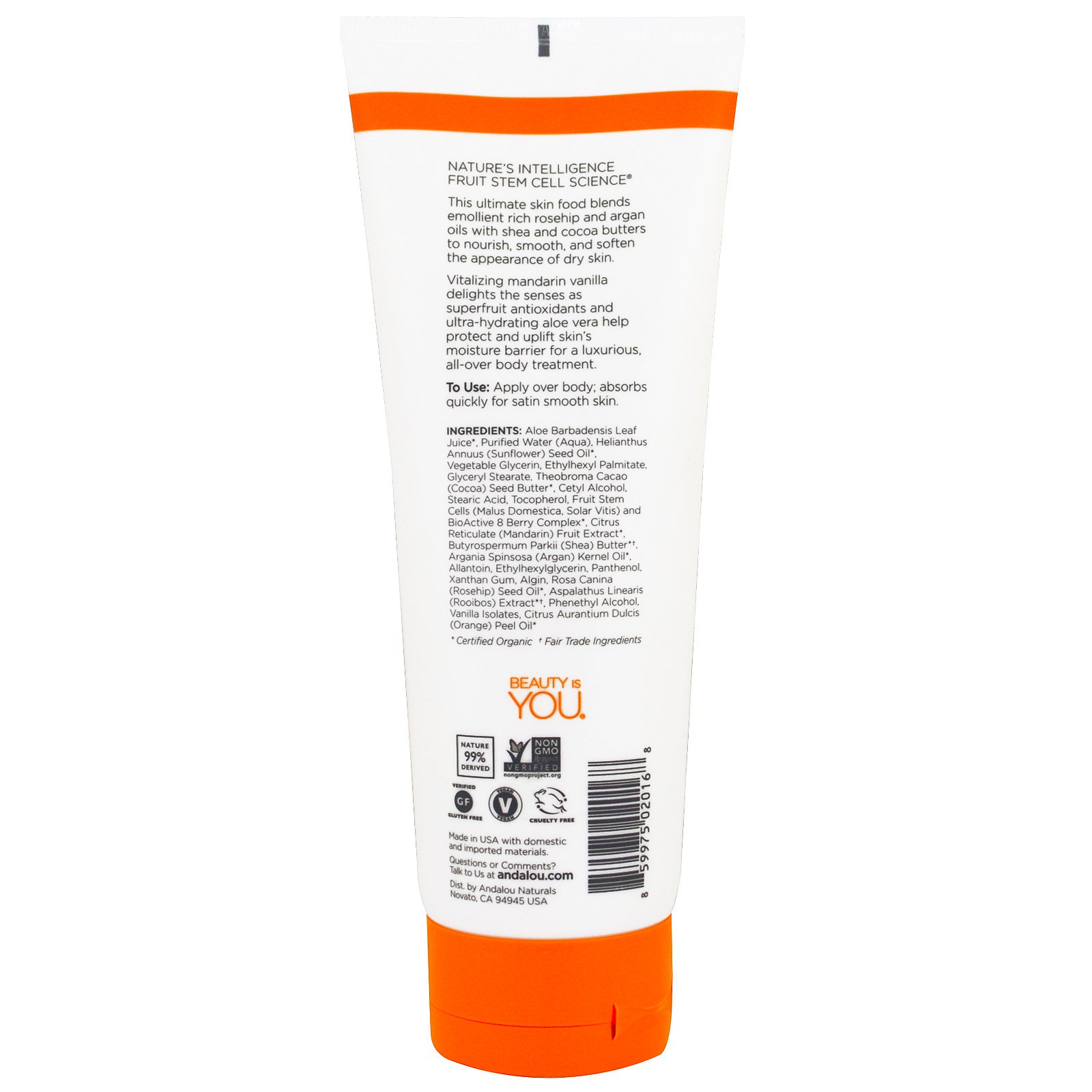 Andalou Naturals, Loção para o Corpo, Vitalizante, Tangerina e Baunilha, 8 fl oz (236ml) - Imagem 2