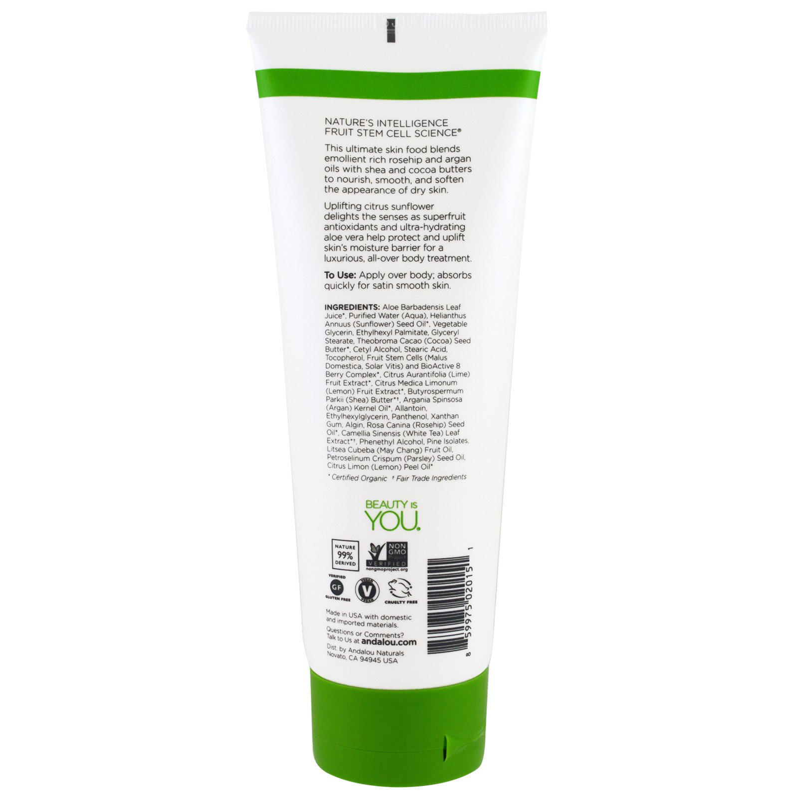 Andalou Naturals, Loção Corporal, Citrus e Girassol, Firmador, 236 ml - Imagem 2