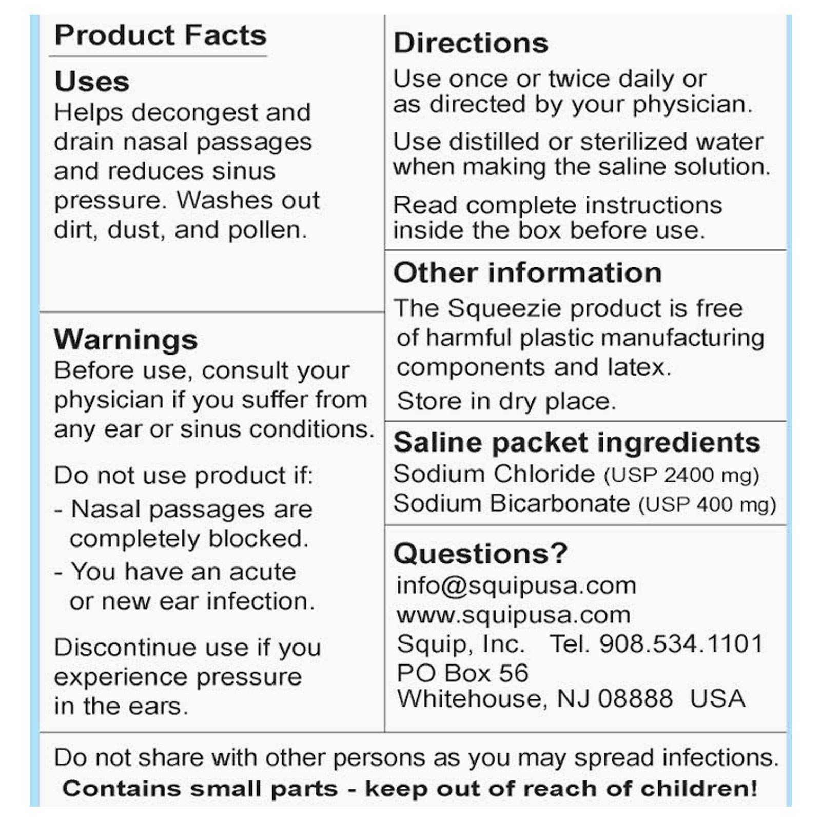 Nasaline, Squip, Espremedor de Pressão, Sistema de Limpeza Nasal, 1 Kit - Imagem 2