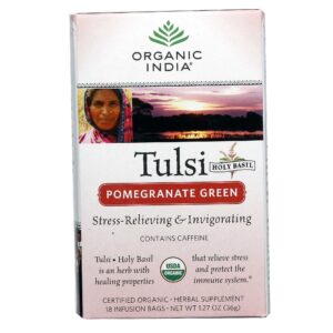 Orgânico India Tulsi Chá Romã Verde 18 Sacos