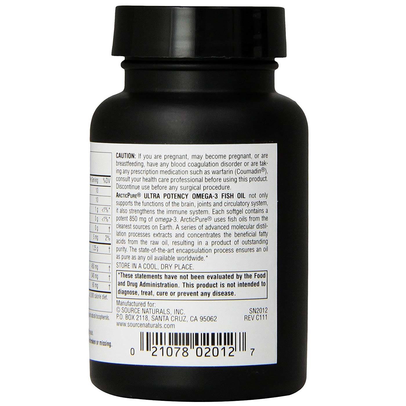 Source Naturals ArcticPure Ultra Potency Omega-3 Óleo de Peixe - 850 mg - 30 Cápsulas em Gel - Imagem 3