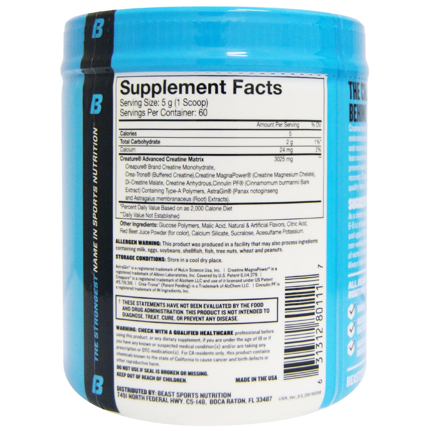 Beast Sports Nutrition Creature, Cherry Limaade - 60 Servings - Imagem 2