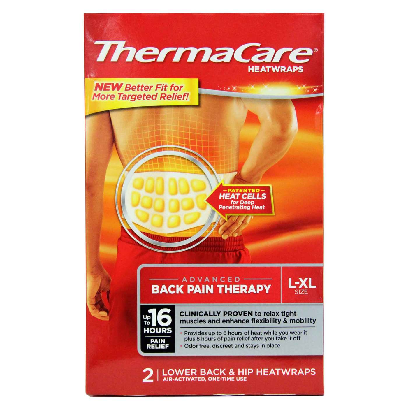 Thermacare Lower Back and Hip Heat Wraps, L / XL - 2 Wraps