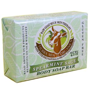 Tierra Mia Organics, Leite de Cabra Cru para Terapia de Pele,Sabonete Corporal em Barra, hortelã, 4.2 oz