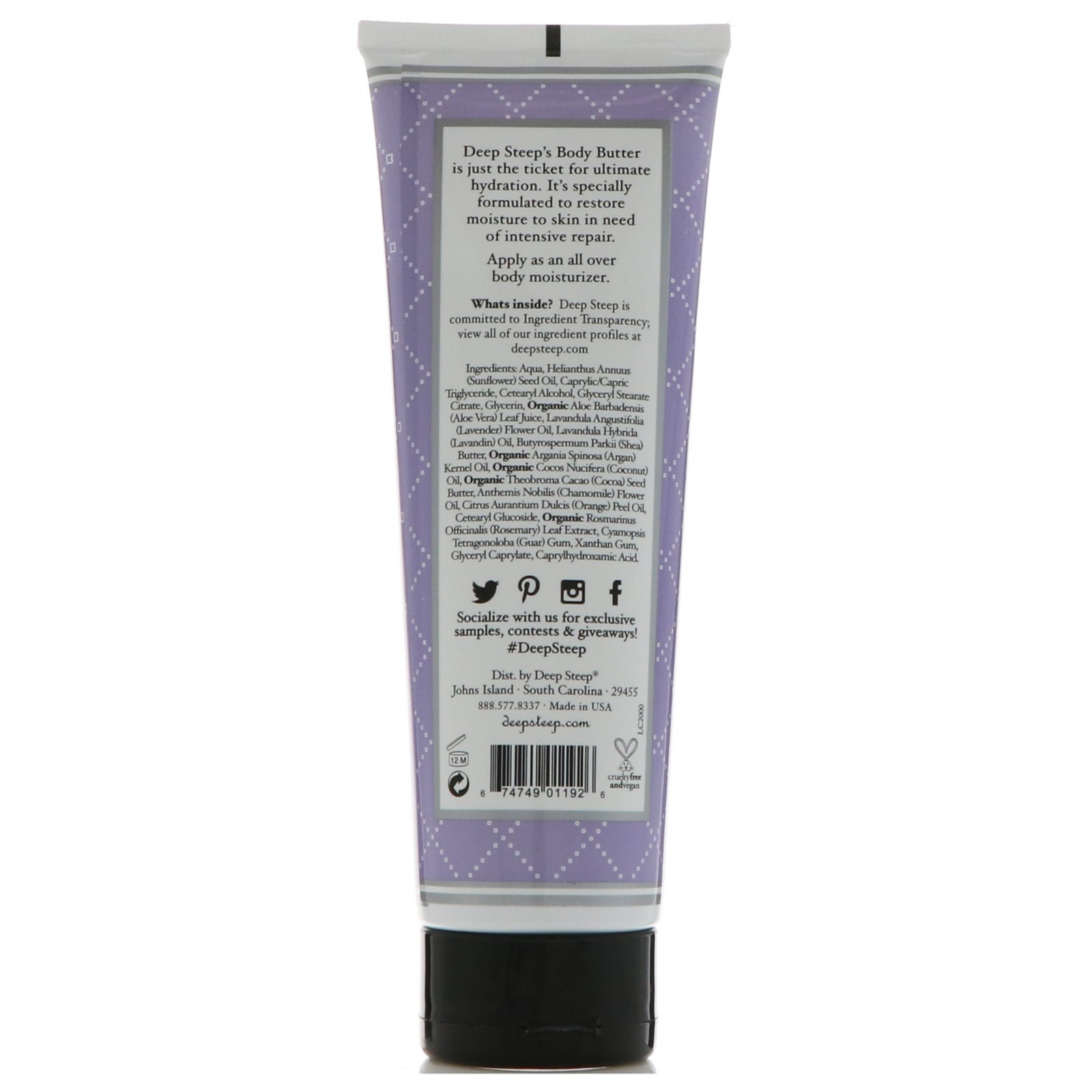 Deep Steep, Manteiga para o corpo, lavanda - camomila, 6 fl oz (177 ml) - Imagem 2