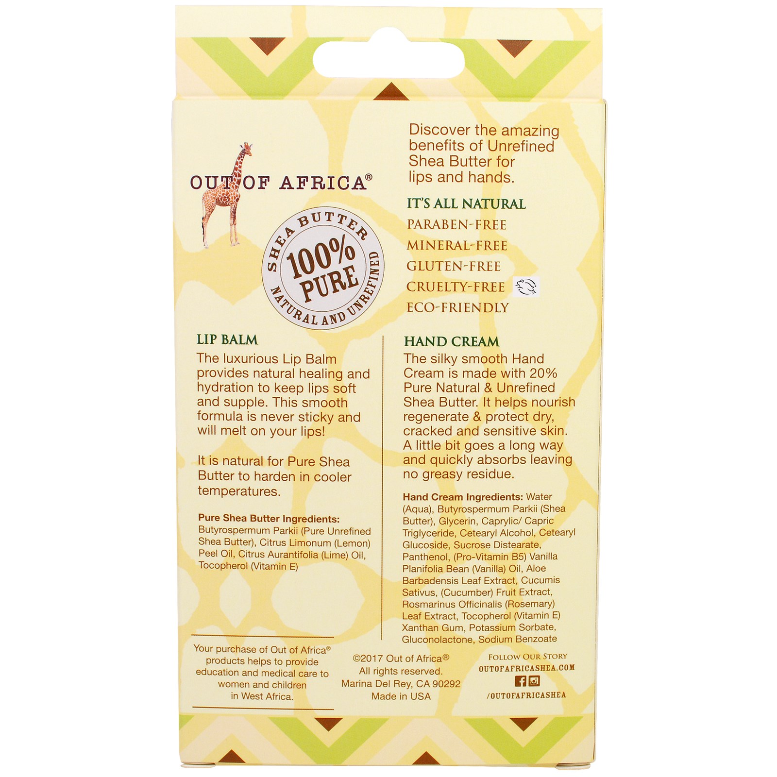 Out of Africa, Manteiga de Karité para Pele, Creme para Mãos e Bálsamo Labial, Baunilha Tropical, Kit com 2 Peças - Imagem 2