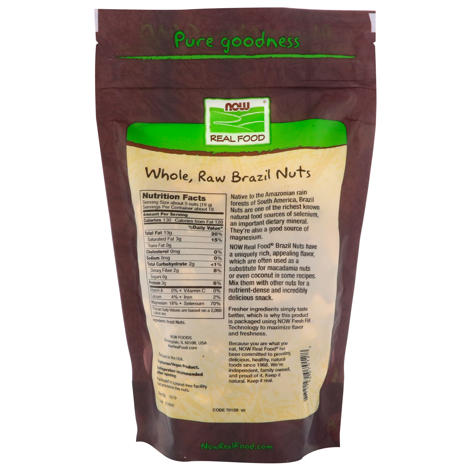 Now Foods, Real Food, Castanhas-do-Pará integrais e naturais, sem sal, 340 g - Imagem 2