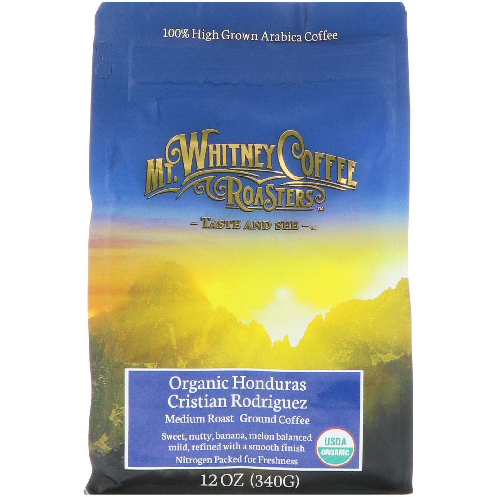 Mt. Whitney Coffee Roasters, Organic Honduras Cristian Rodriguez, Ground Coffee, Medium Roast, 12 oz (340 g)