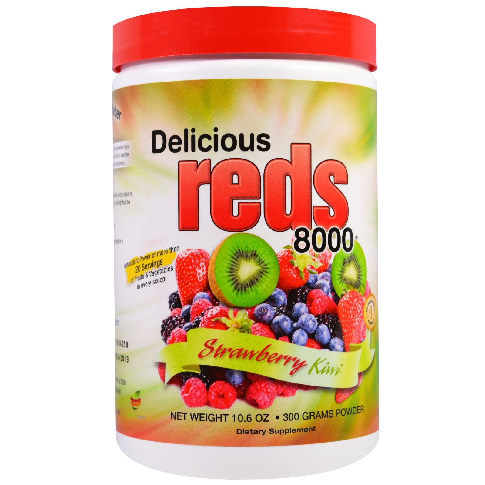 Greens World, Verdes Deliciosos 8000, Sabor Morango e Kiwi, 10.6 oz (300 g)
