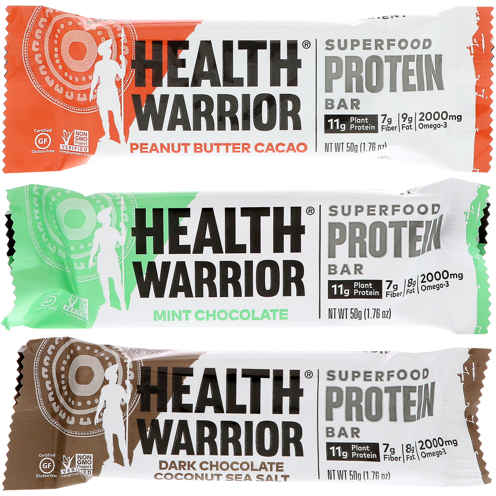 Health Warrior, Inc., Barra Proteica de Superalimentos, Pacote Variado de Chocolate, 12 barras, 1,76 onças (50 g) cada uma - Imagem 4
