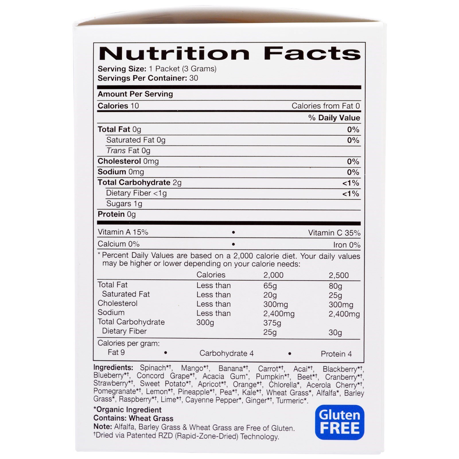 Madre Labs, ROY G BIV, Superalimento Orgânico Concentrado, mistura de frutas, bagas, verduras, vegetais, condimentos, 30 embalagens, 3 g cada (Discontinued Item) - Imagem 2