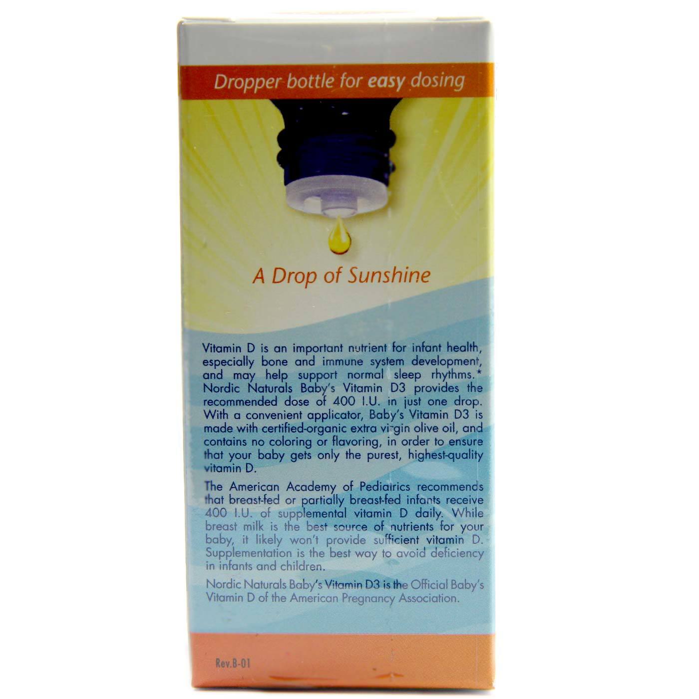 Nordic Naturals Bebê's Vitamina D3 - 400 IU - 0.37 fl oz - Imagem 3