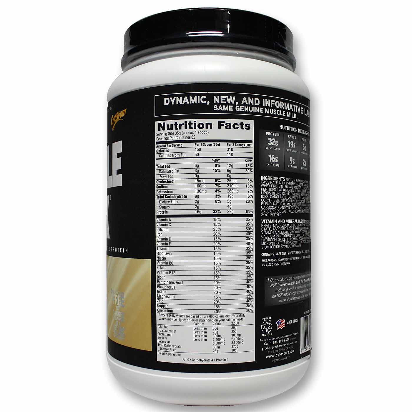 Muscle Milk CytoSport Vanilla Creme 2.47 lbs/ 1120 g - Imagem 2