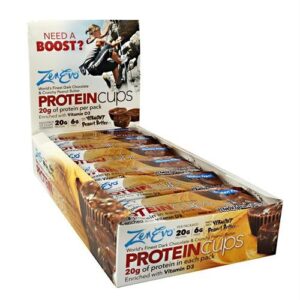Zenevo Protein Cups Dark Chocolate And Crunchy Peanut Butter - Gluten Free - 12 (3 cup) Pack