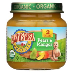 Earth's Best Organic Pears And Mangos Baby Food - Stage 2 - Case Of 12 - 4 Oz.