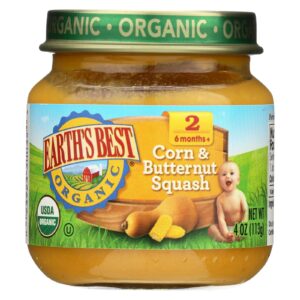 Earth's Best Organic Corn And Butternut Squash Baby Food - Stage 2 - Case Of 12 - 4 Oz.