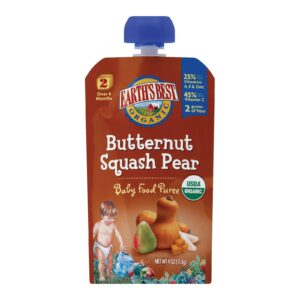 Earth's Best Organic Butternut Squash Pear Baby Food Puree - Stage 2 - Case Of 12 - 4 Oz.
