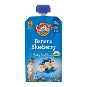 Earth's Best Organic Banana Blueberry Baby Food Puree - Stage 2 - Case Of 12 - 4 Oz.