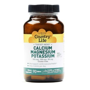 Country Life, Cálcio Magnésio Potássio - 90 Tabletes