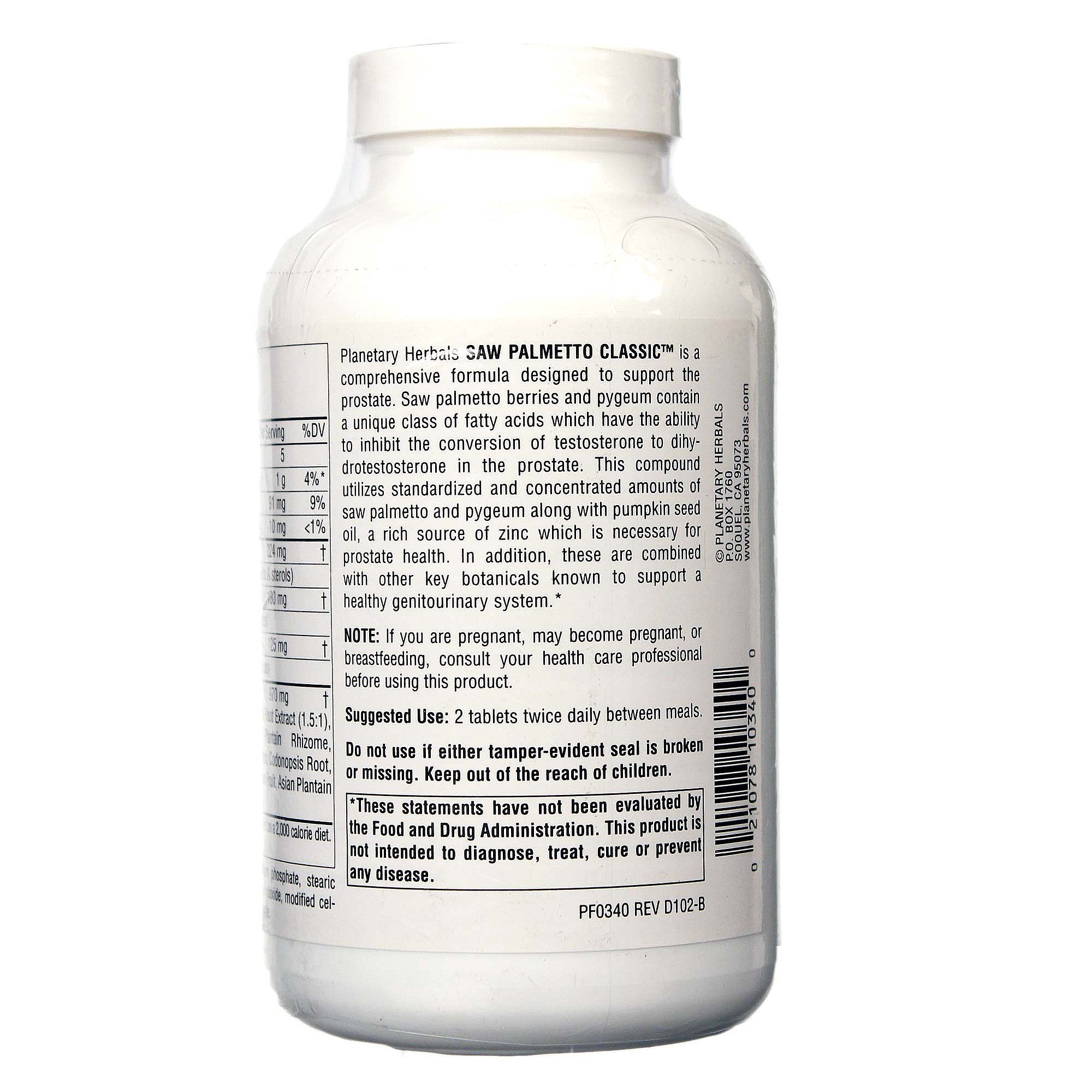 Planetary Formulas Saw Palmetto 180 Tabletes clássico - Imagem 3