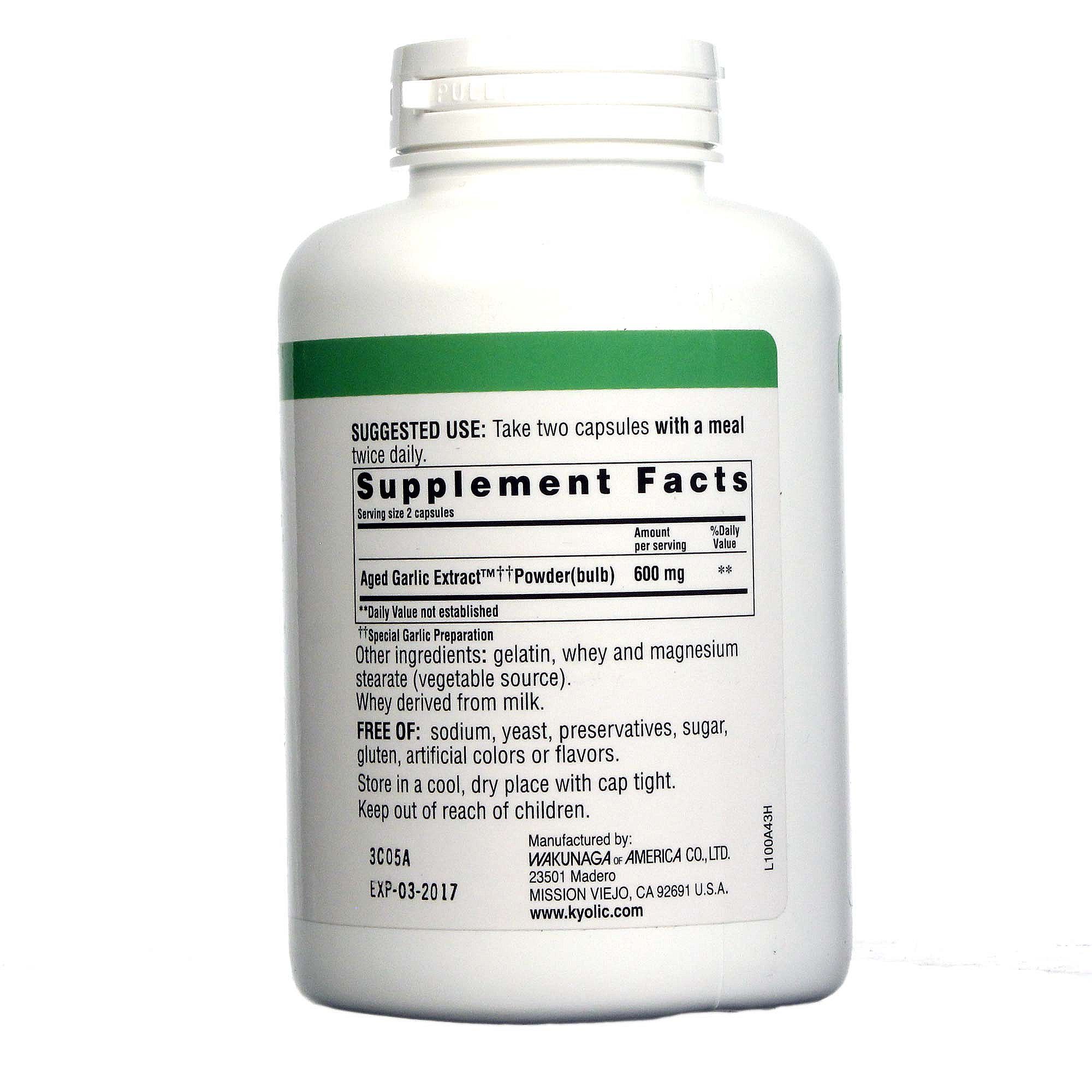 Kyolic Fórmula Kyolic 100 Extrato de alho Cardiovascular - levedura livre 300 Cápsulas - Imagem 2