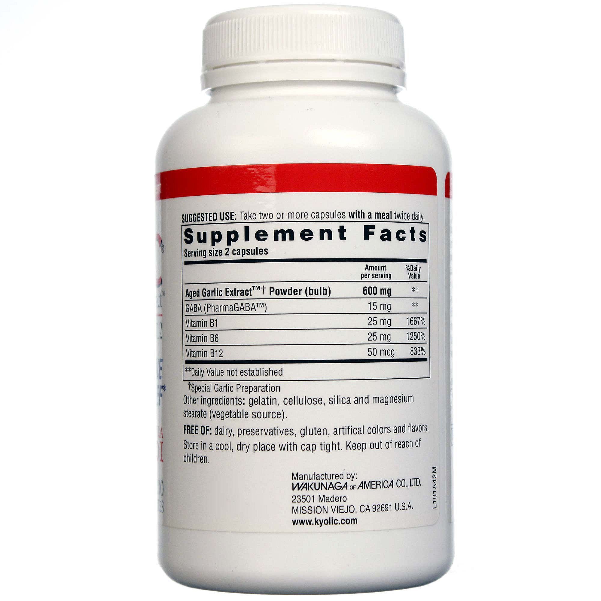Kyolic Fórmula Kyolic 101 Alho Extrato de Levedura de energia com 200 Cápsulas - Imagem 2