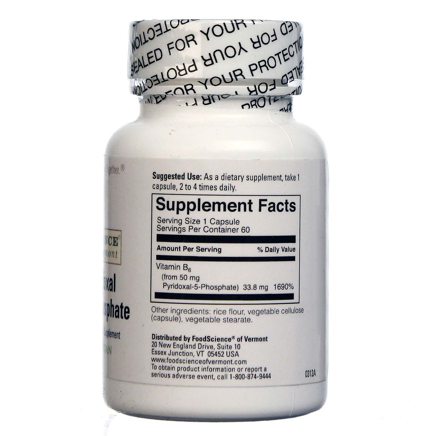 Food Science of Vermont Piridoxal 5-fosfato 60 Cápsulas Vegetarianas - Imagem 2