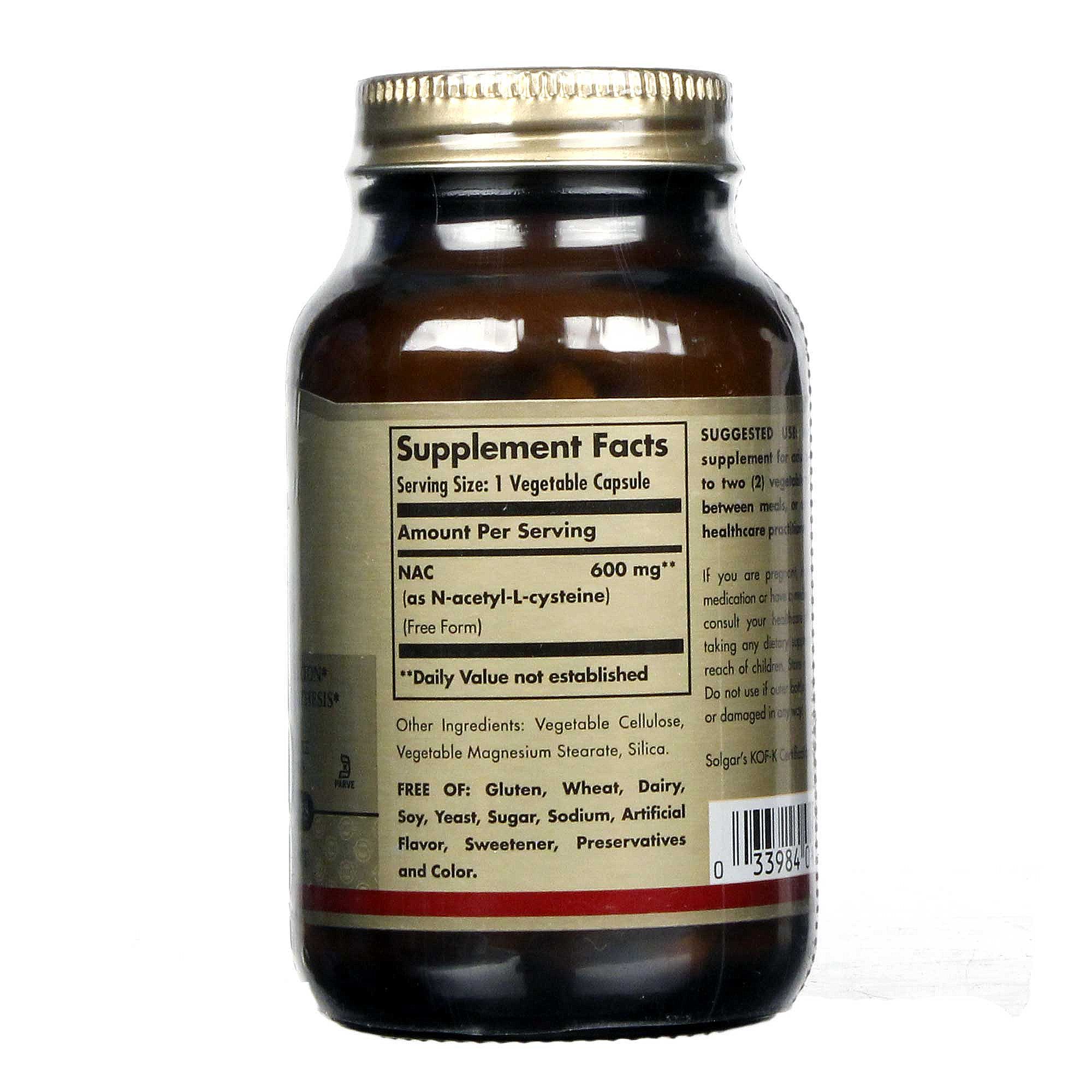 Solgar NAC 600 mg 60 Cápsulas Vegetarianas - Imagem 2