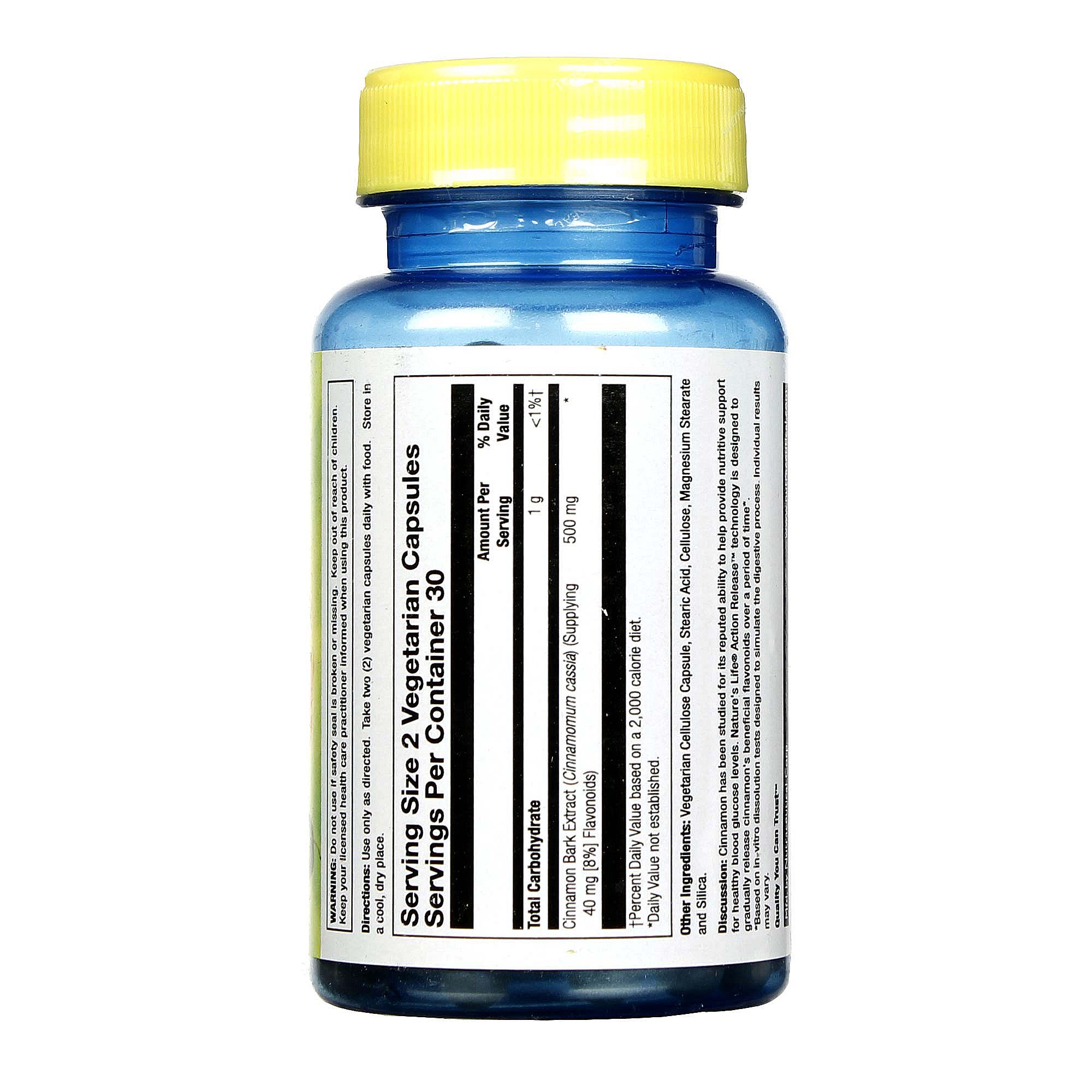 Nature's Life Canela Extrair 500 mg 60 Cápsulas Vegetarianas - Imagem 2