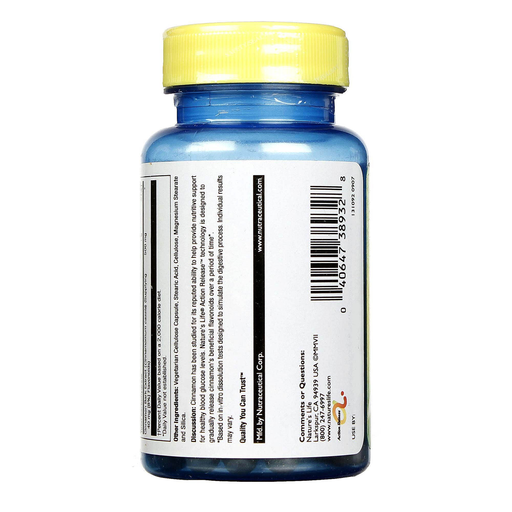 Nature's Life Canela Extrair 500 mg 60 Cápsulas Vegetarianas - Imagem 3