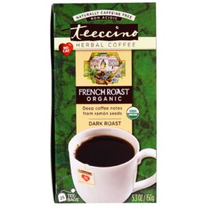 Teeccino, Café à Base de Plantas, Tostado Escuro, Tostado Orgânico Frances, Sem Cafeína, 25 Sacos de Chá, 150 g