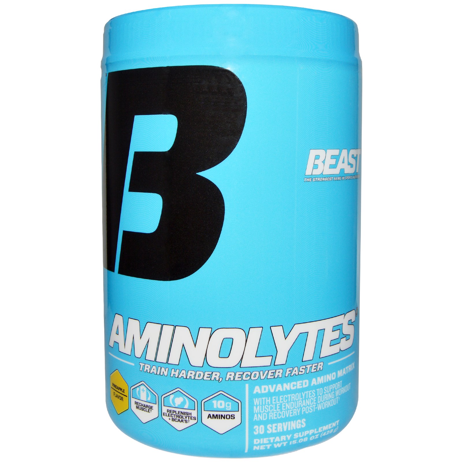 Beast Sports Nutrition, Aminoácidos e Eletrólitos, Matriz Avançada de Aminoácidos, Sabor Abacaxi, 15,08 oz (428 g)