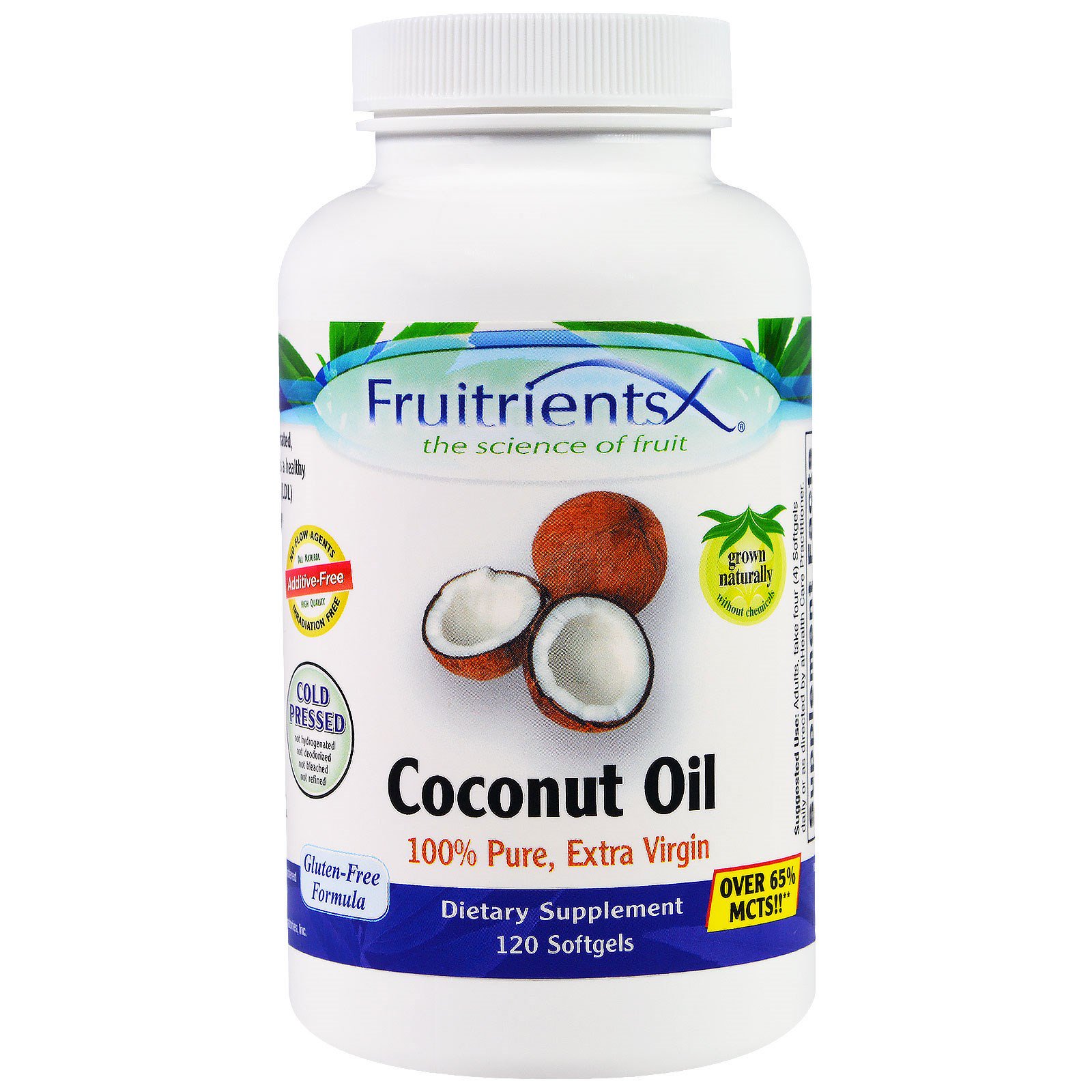 Fruitrients, Óleo de Coco, 100% Natural, Extra Virgem, 120 cápsulas