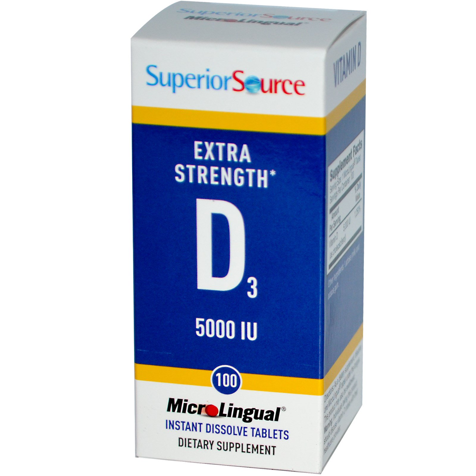 Superior Source, MicroLingual, Extra Strength Vitamin D3, 5000 IU, 100 Comprimidos