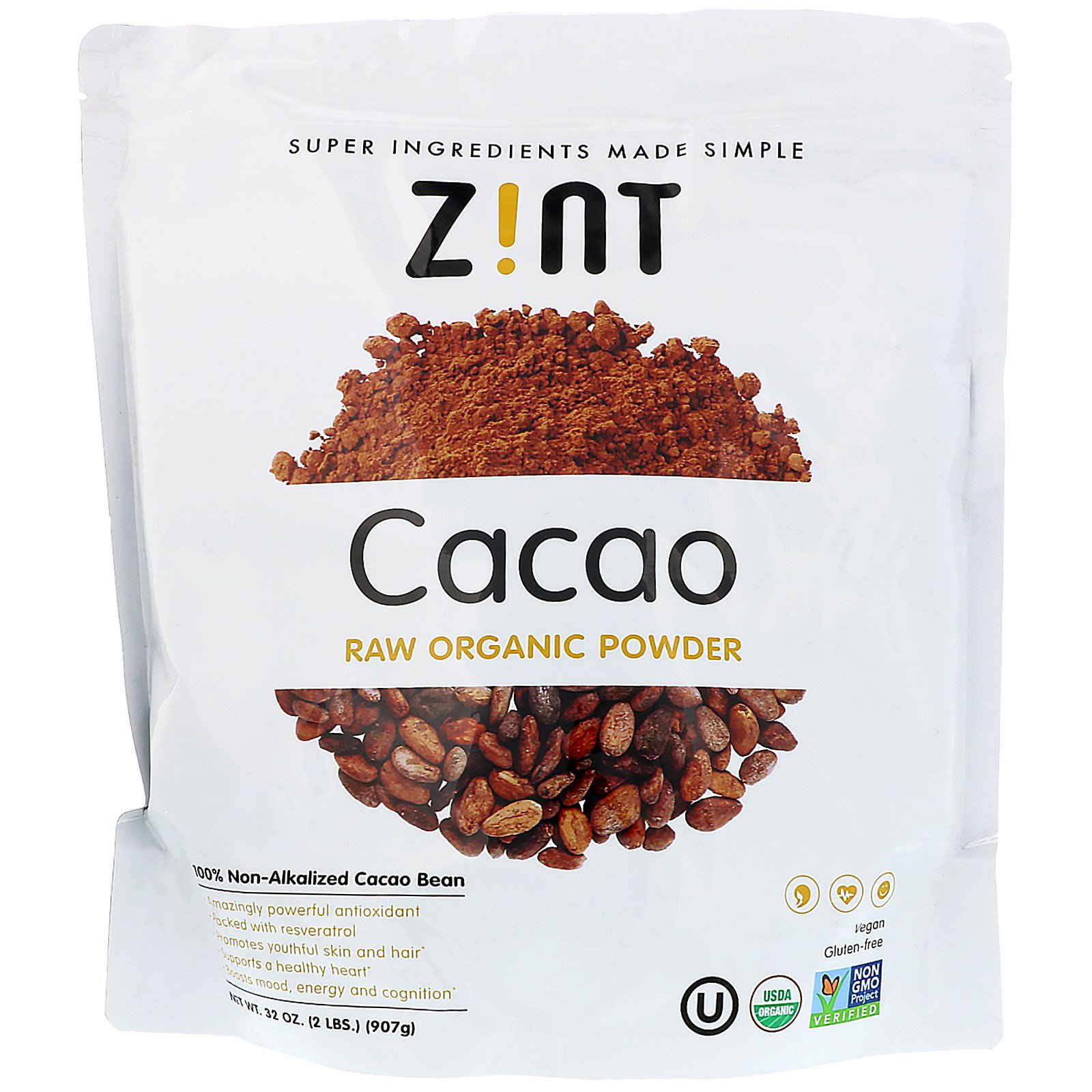 Zint, Cacau, Pó Orgânico Puro, 907 g (32 oz)