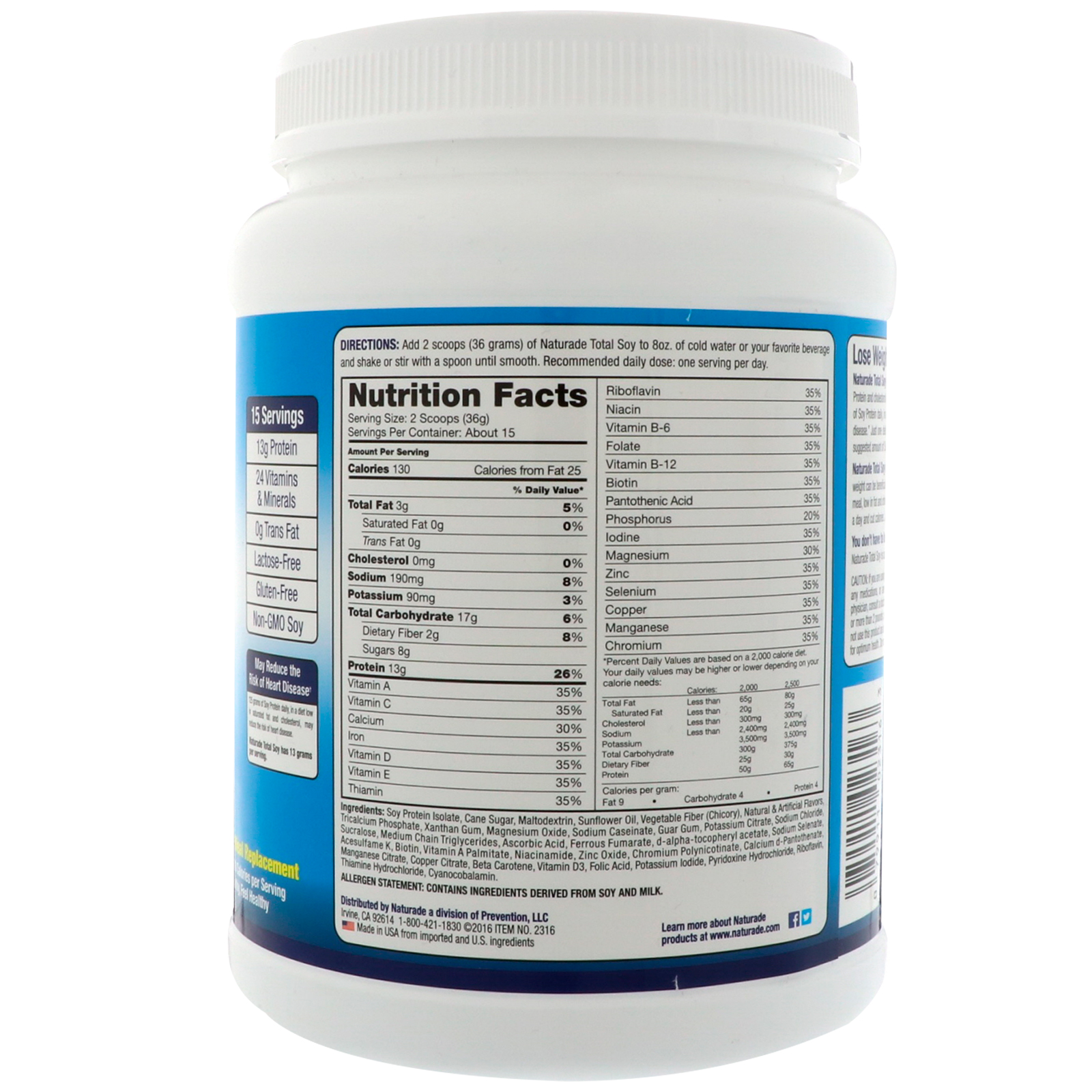 Naturade, Soja Total, Shake de Perda de Peso, Baunilha, 540 g - Imagem 2