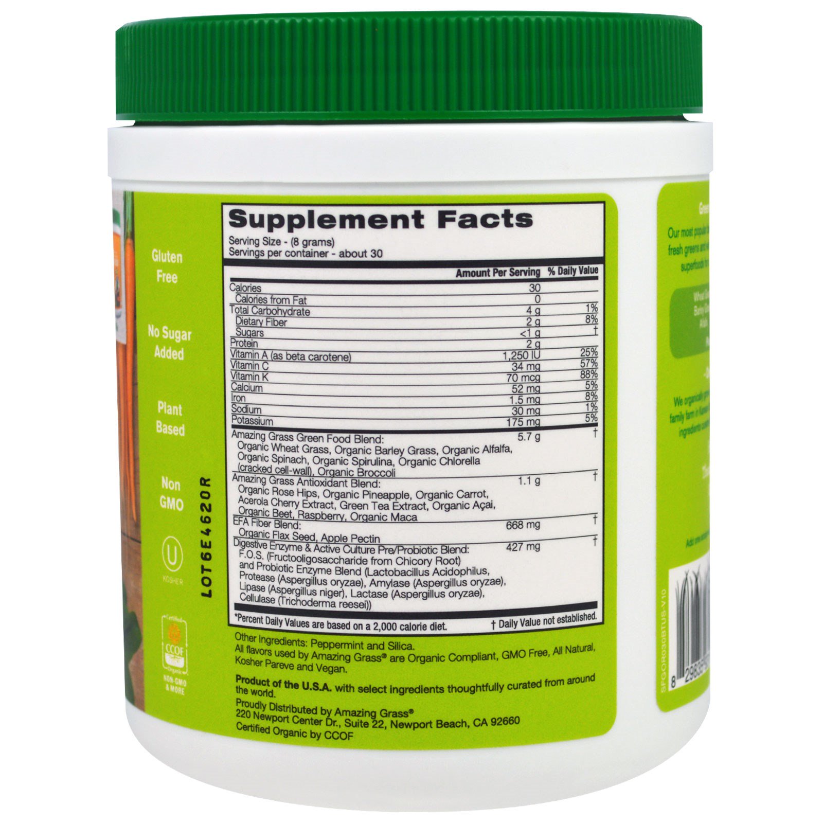 Amazing Grass, Superalimento Verde Original, 8.5 oz (240 g) - Imagem 2