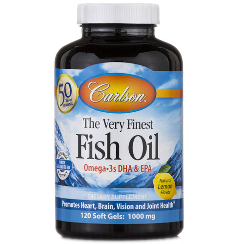 Carlson Labs The Very Finest Óleo de Peixe, Limão - 1,000 mg - 120 Cápsulas em Gel