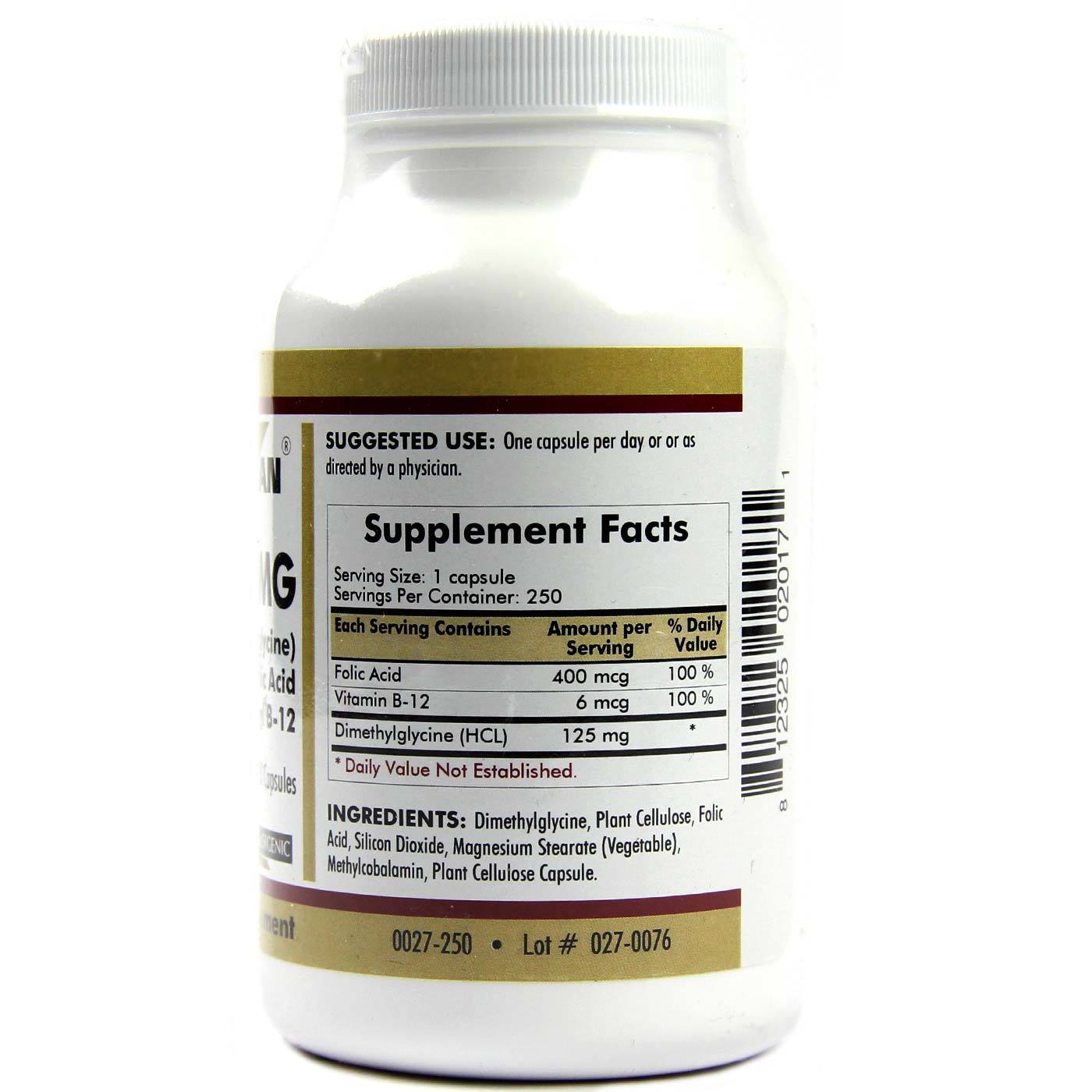 Kirkman Labs DMG (Dimethylglycine) com Folic Acid and B12, Hipoalergênico - 250 Cápsulas Vegetarianas - Imagem 2