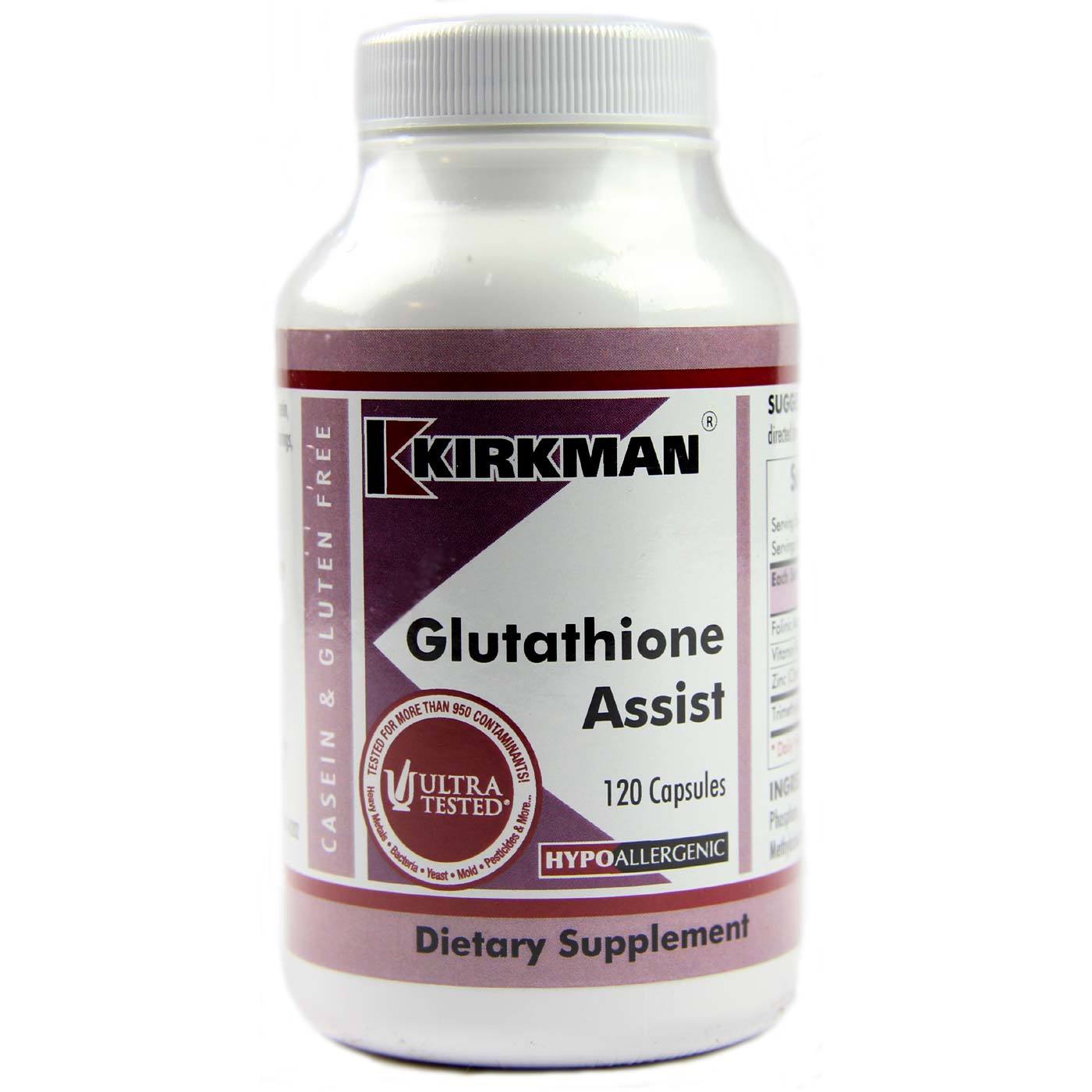 Kirkman Labs Glutathione Assist, Hipoalergênico - 120 Cápsulas Vegetarianas