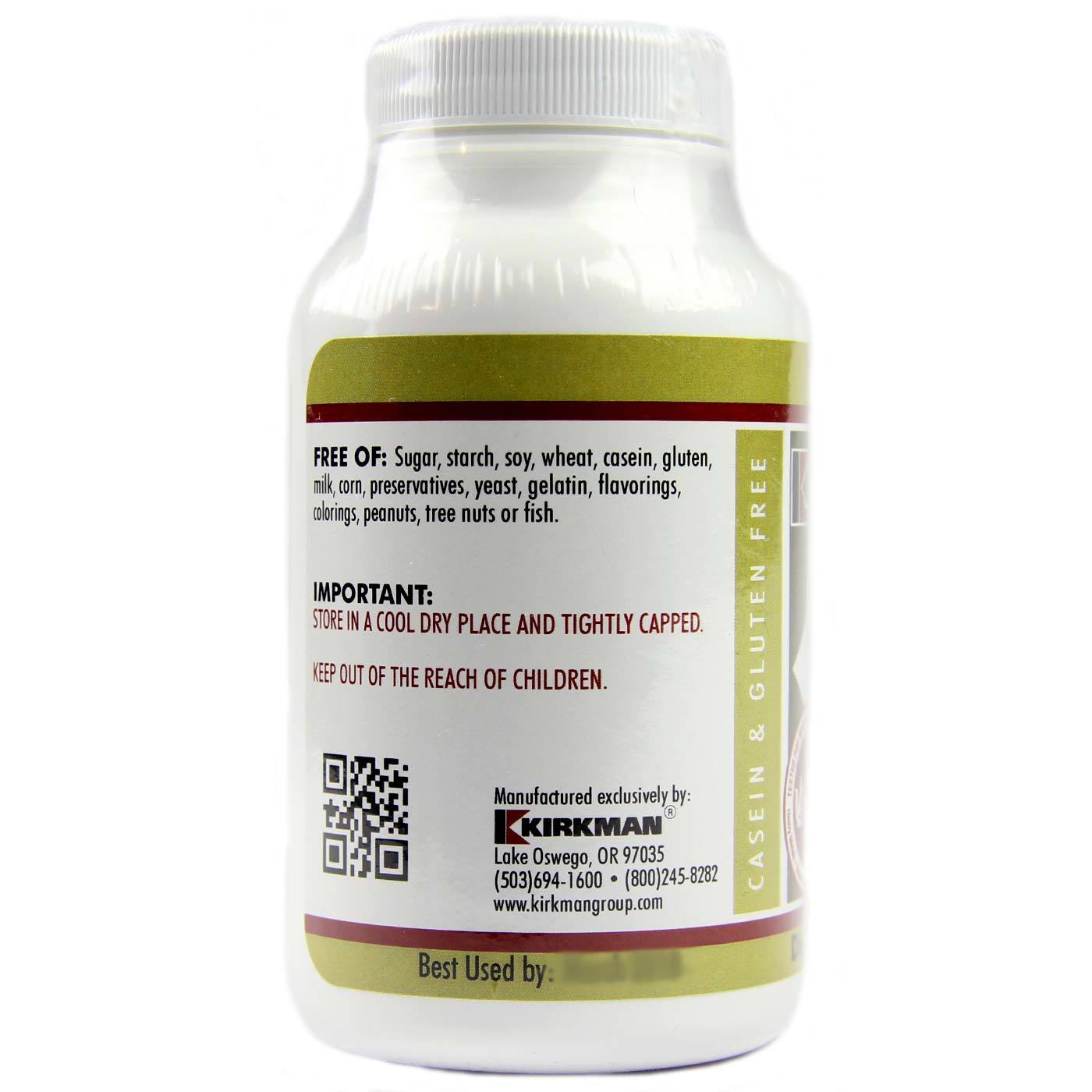 Kirkman Labs Glycine 250 Mg, Hipoalergênico - 200 Cápsulas Vegetarianas - Imagem 3