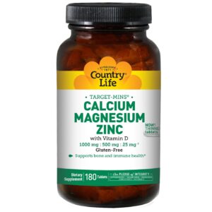 Country Life Cal-Mag-Zinc-alvo-Mins 180 Tabletes