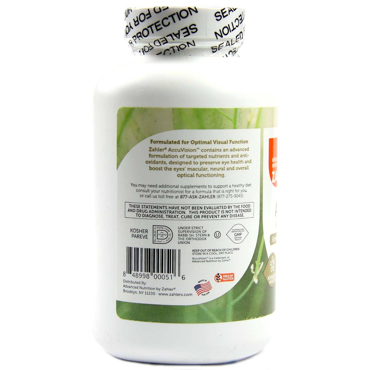 AccuVision Fórmula Avançada para a Saúde dos olhos Zahler 120 Cáps. - Imagem 3