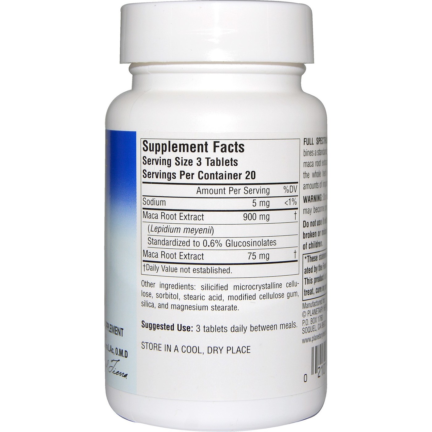 Planetary Formulas Full Spectrum Maca Raíz 60 Tabletes - Imagem 2